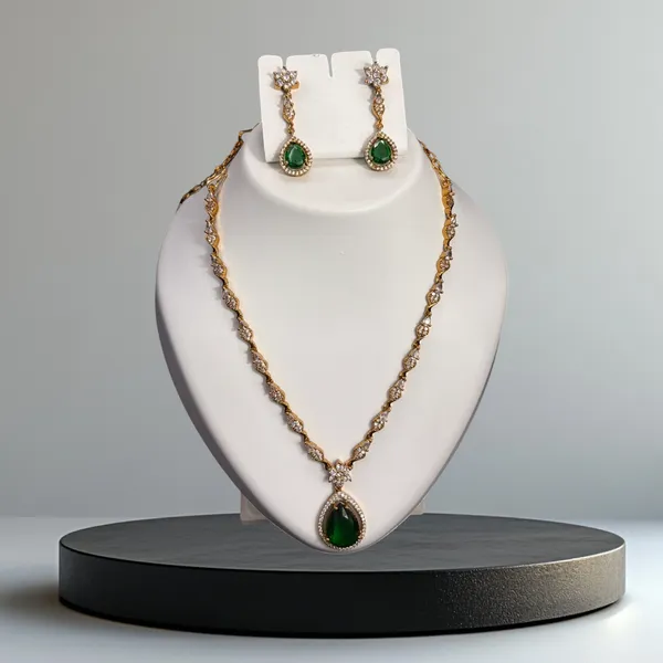 Emerald_Drop_Elegance_Necklace_with_Earring_Set_For_Women