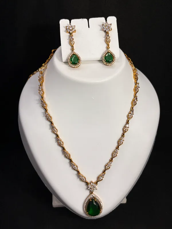 Emerald_Drop_Elegance_Necklace_with_Earring_Set_For_Women