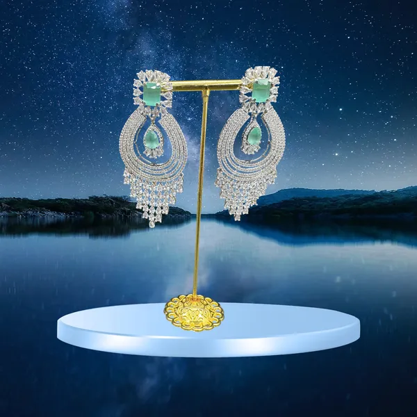 Deep_Mint_American_Diamond_Stone_Earring_Set_For_Women