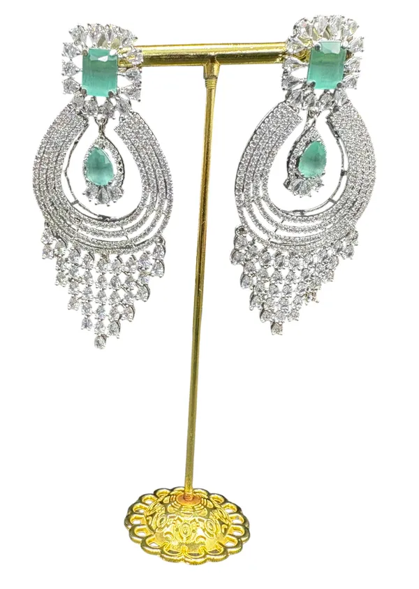 Deep_Mint_American_Diamond_Stone_Earring_Set_For_Women