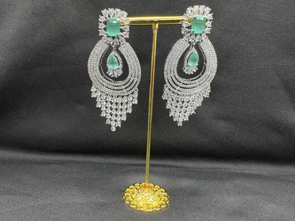 Deep_Mint_American_Diamond_Stone_Earring_Set_For_Women