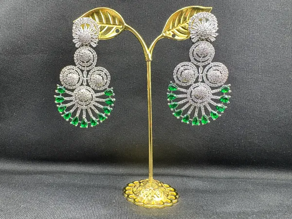 Deep_Green_American_Diamond_Stone_Earring_Set_For_Women