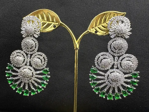 Deep_Green_American_Diamond_Stone_Earring_Set_For_Women