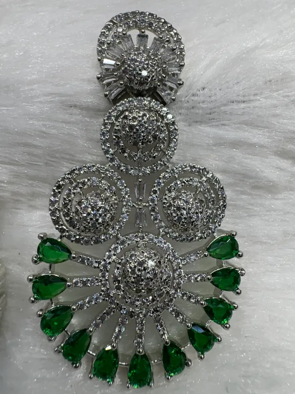 Deep_Green_American_Diamond_Stone_Earring_Set_For_Women