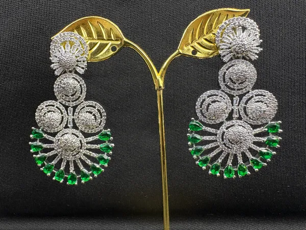 Deep_Green_American_Diamond_Stone_Earring_Set_For_Women