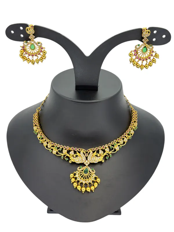 Peacock_Charm_Temple_Necklace_Set_??Emerald_Green