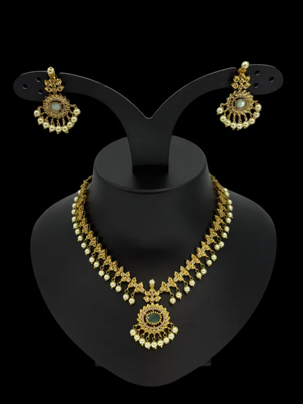 Mint_Stone_Designer_Necklace_Set_with_Pearl_Drops_&_Pendant