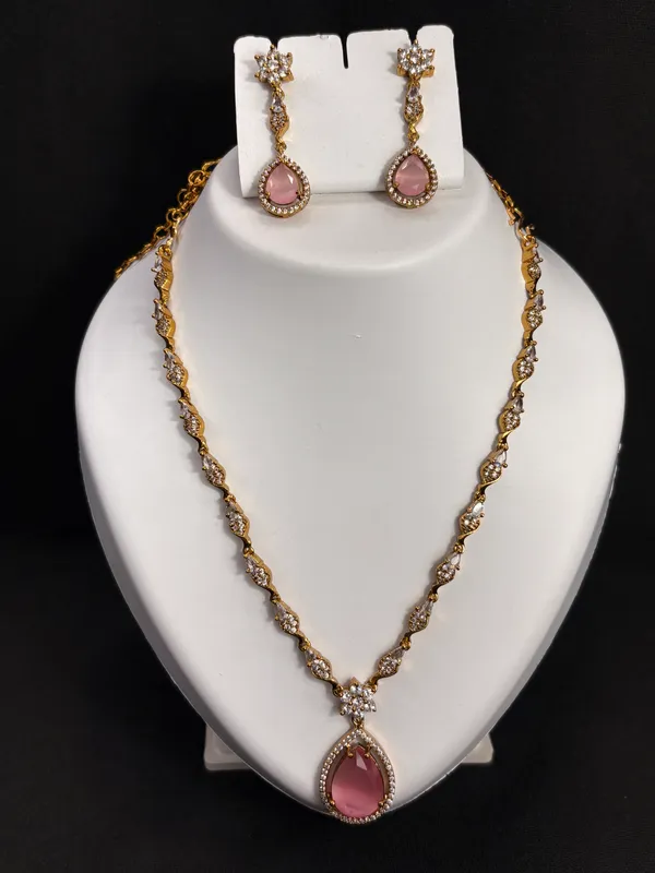 Blush_Dew_Teardrop_Necklace_with_Earring_Set_For_Women