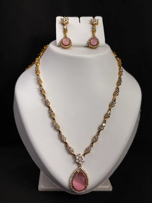 Blush_Dew_Teardrop_Necklace_with_Earring_Set_For_Women