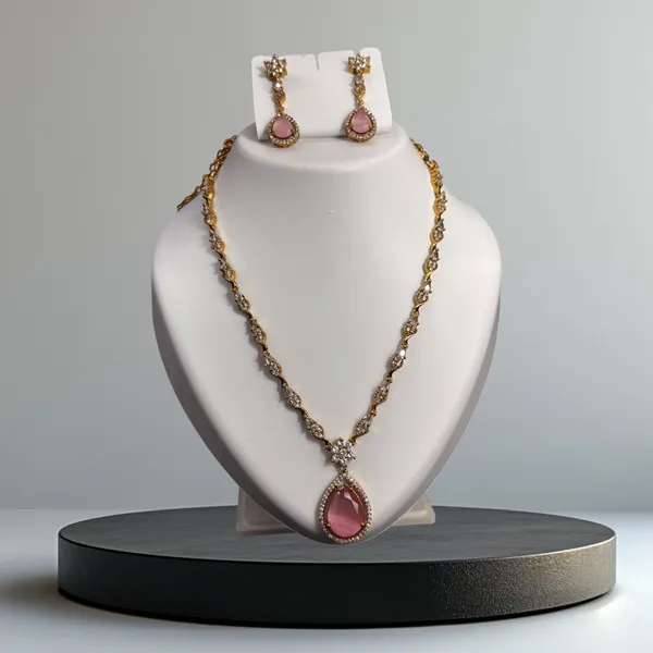 Blush_Dew_Teardrop_Necklace_with_Earring_Set_For_Women