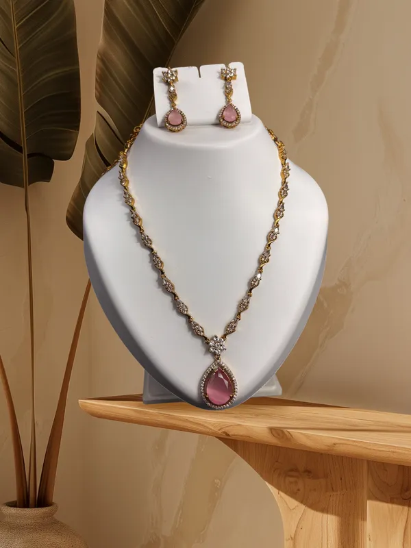 Blush_Dew_Teardrop_Necklace_with_Earring_Set_For_Women