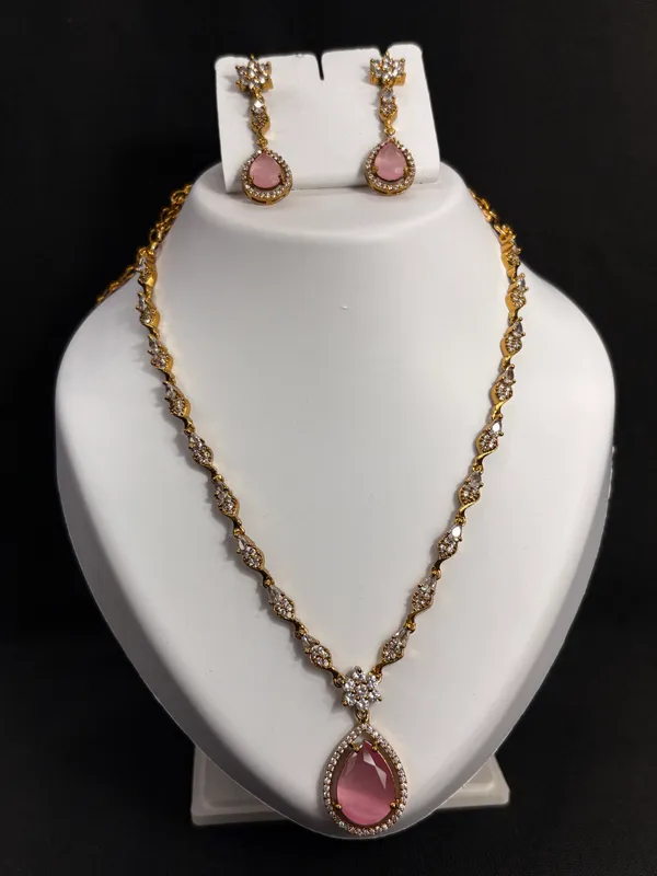 Blush_Dew_Teardrop_Necklace_with_Earring_Set_For_Women