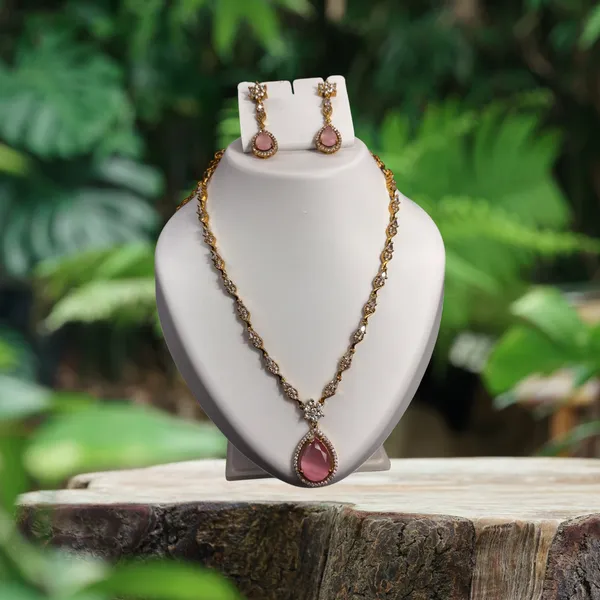 Blush_Dew_Teardrop_Necklace_with_Earring_Set_For_Women