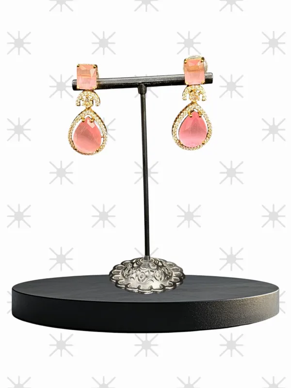 Gold_American_Diamond_Stone_Earring_Set_For_Women