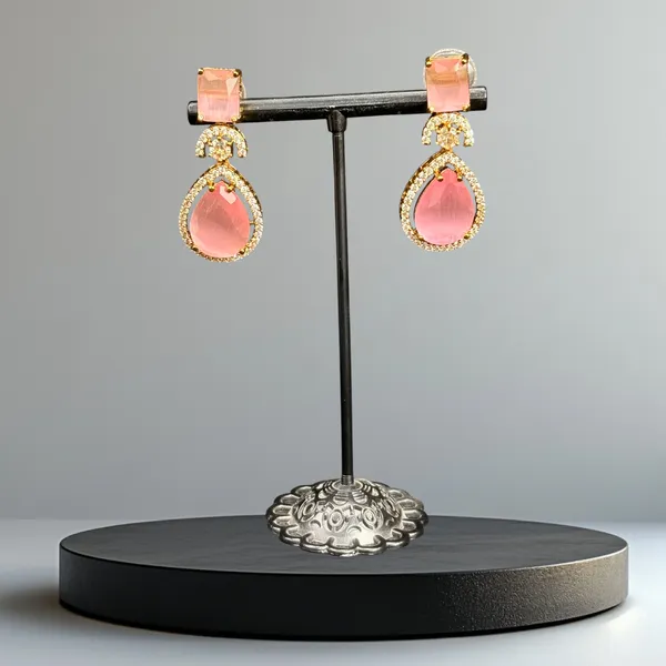 Gold_American_Diamond_Stone_Earring_Set_For_Women