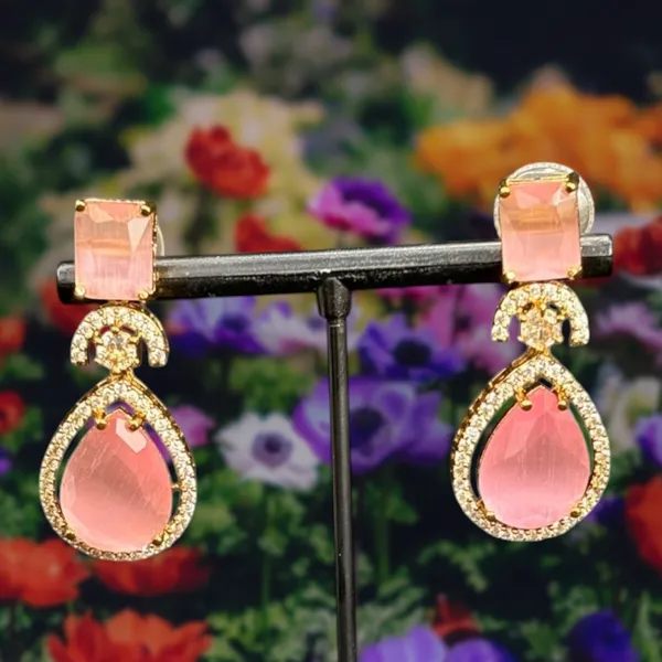Gold_American_Diamond_Stone_Earring_Set_For_Women