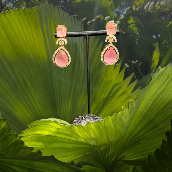 Gold_American_Diamond_Stone_Earring_Set_For_Women