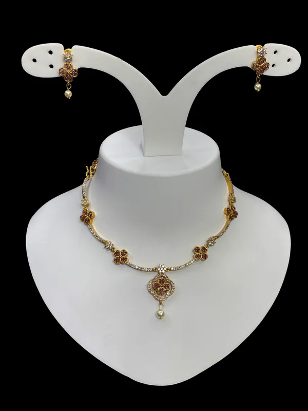 Matt_Gold_Ruby_Blossom_Necklace_Set_For_Women