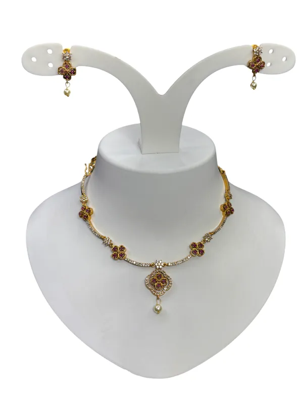 Matt_Gold_Ruby_Blossom_Necklace_Set_For_Women
