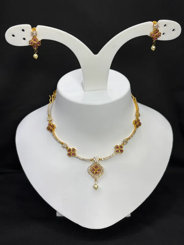 Matt_Gold_Ruby_Blossom_Necklace_Set_For_Women