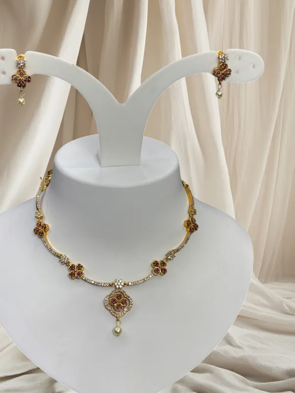 Matt_Gold_Ruby_Blossom_Necklace_Set_For_Women