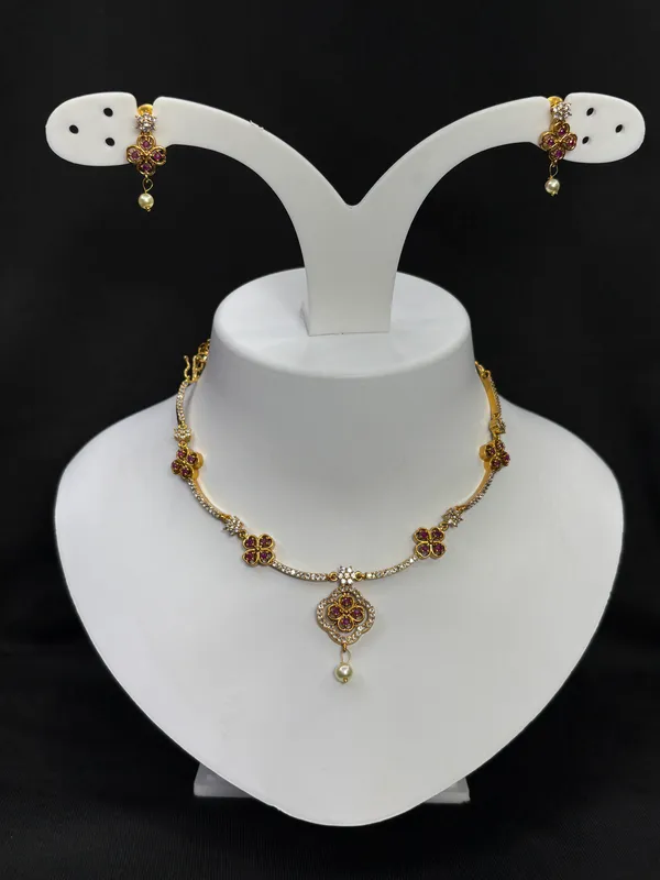 Matt_Gold_Ruby_Blossom_Necklace_Set_For_Women