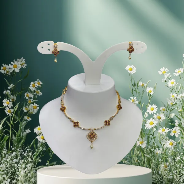 Matt_Gold_Ruby_Blossom_Necklace_Set_For_Women