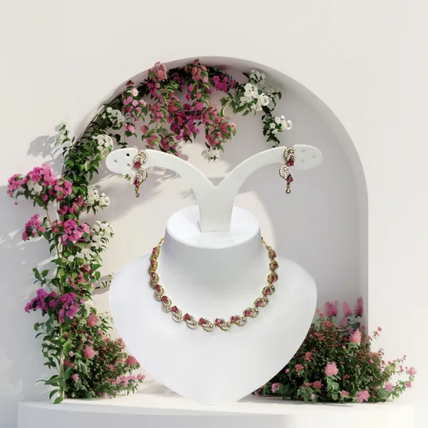 Rose_Wave_CZ_Necklace_Set_For_Women