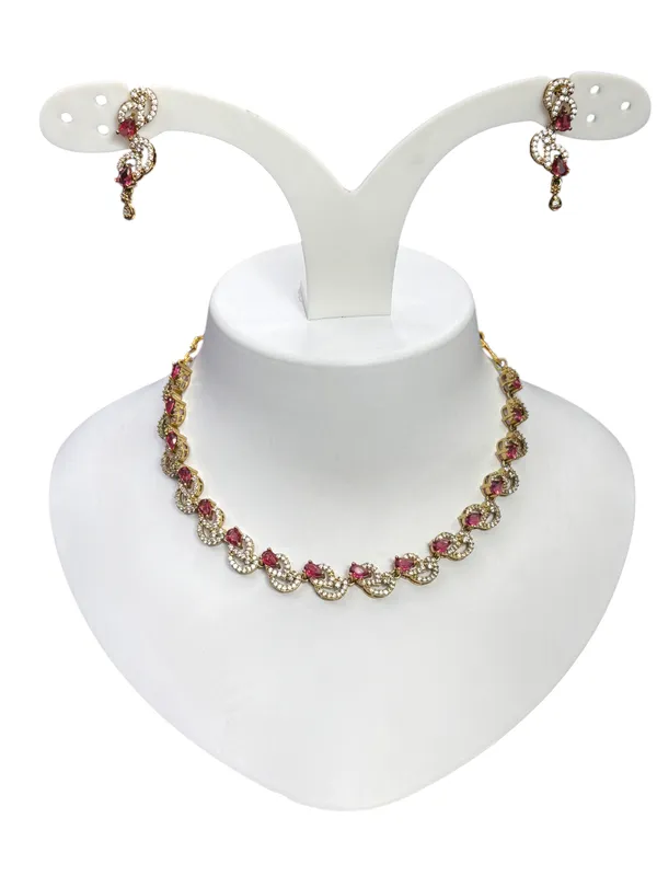 Rose_Wave_CZ_Necklace_Set_For_Women