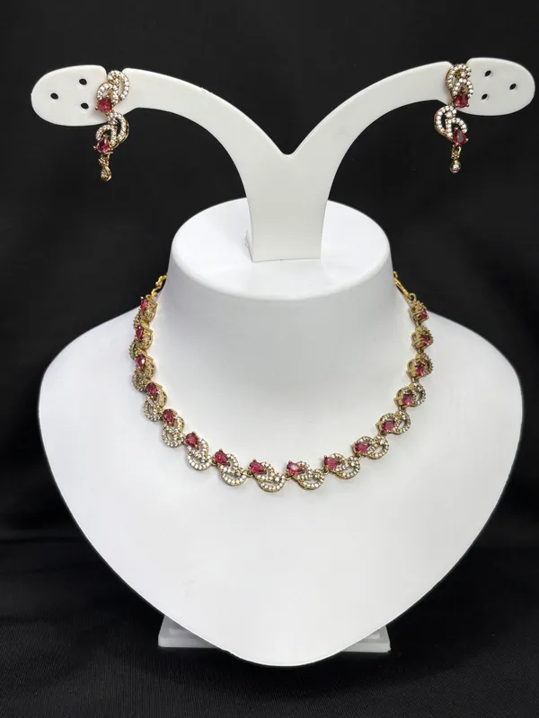 Rose_Wave_CZ_Necklace_Set_For_Women