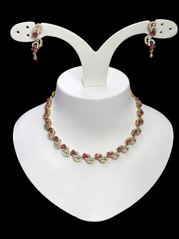 Rose_Wave_CZ_Necklace_Set_For_Women