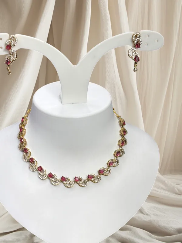Rose_Wave_CZ_Necklace_Set_For_Women