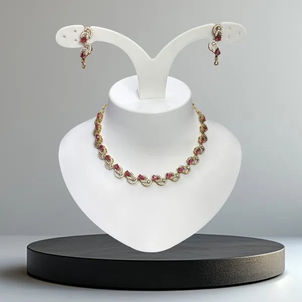 Rose_Wave_CZ_Necklace_Set_For_Women