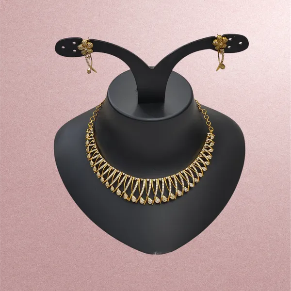 Matt_Gold_American_Diamond_Stone_Necklace_with_Earring_Set_For_Women