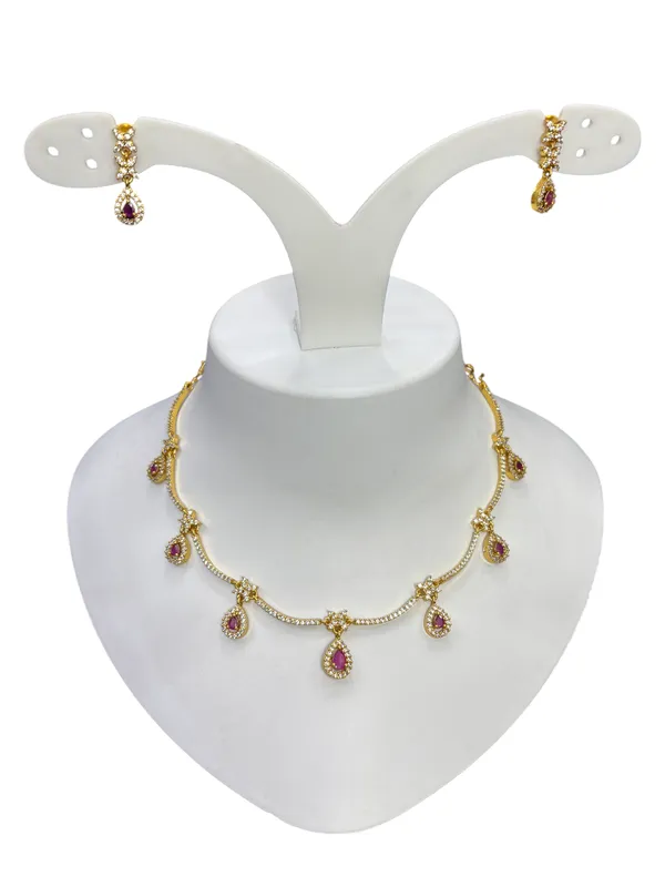 Matt_Gold_Pink_Elegance_Teardrop_Necklace_Set_For_Women