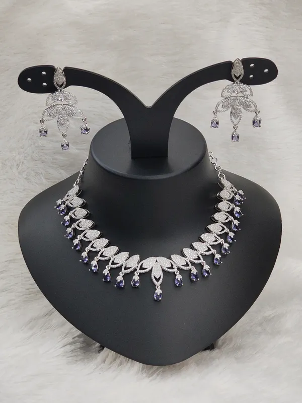 Mattte_Purple_American_Diamond_Stone_Necklace_with_Earring_Set_For_Women