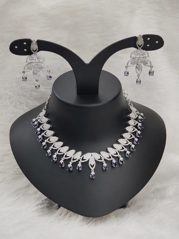 Mattte_Purple_American_Diamond_Stone_Necklace_with_Earring_Set_For_Women