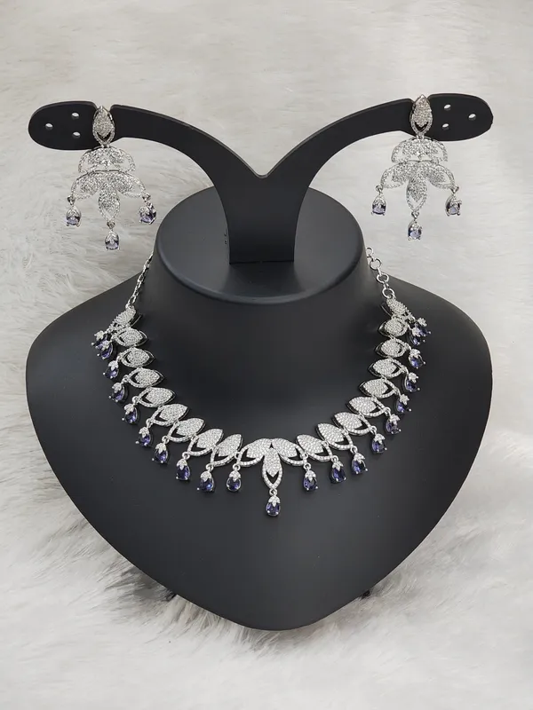 Mattte_Purple_American_Diamond_Stone_Necklace_with_Earring_Set_For_Women