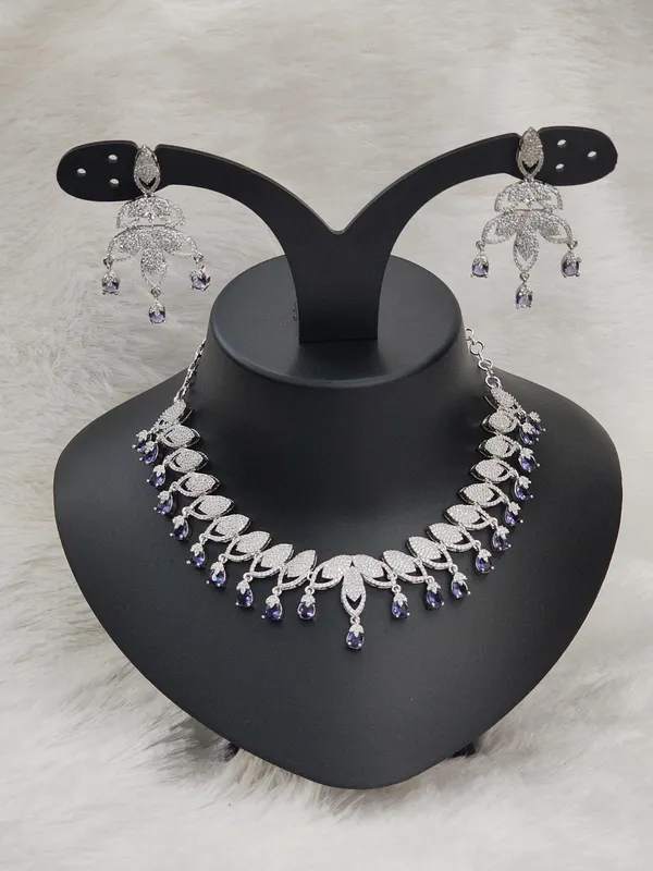 Mattte_Purple_American_Diamond_Stone_Necklace_with_Earring_Set_For_Women