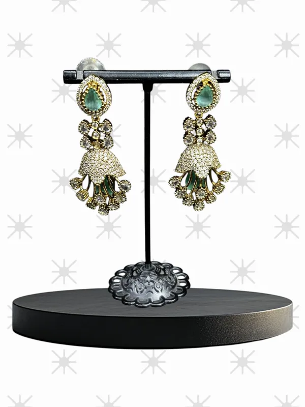Matte_Gold_American_Diamond_Stone_Earring_Set_For_Women