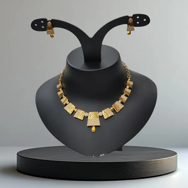 Matt_Gold_American_Diamond_Stone_Necklace_with_Earring_Set_For_Women