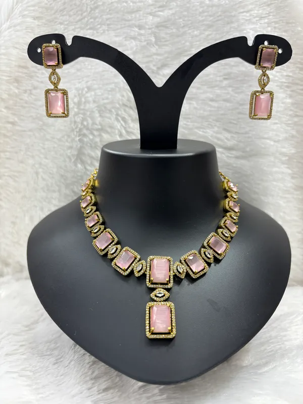 Pink_American_Diamond_Stone_Necklace_with_Earring_Set_For_Women