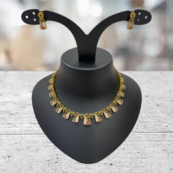 Matt_Gold_American_Diamond_Stone_Necklace_with_Earring_Set_For_Women
