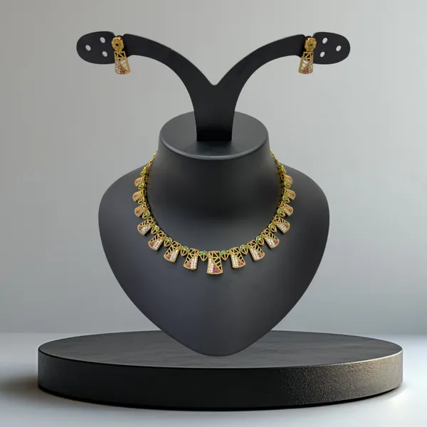 Matt_Gold_American_Diamond_Stone_Necklace_with_Earring_Set_For_Women