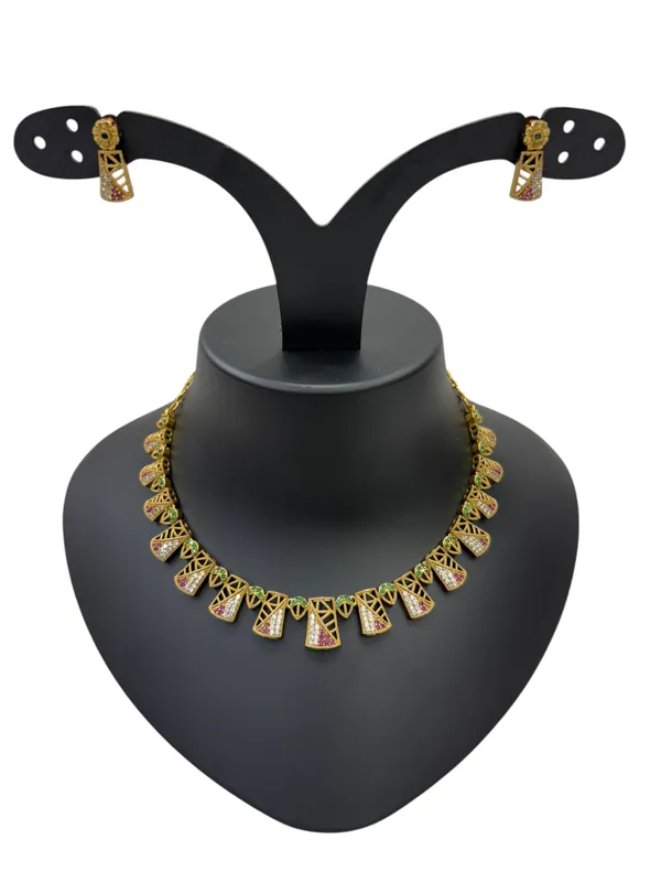 Matt_Gold_American_Diamond_Stone_Necklace_with_Earring_Set_For_Women