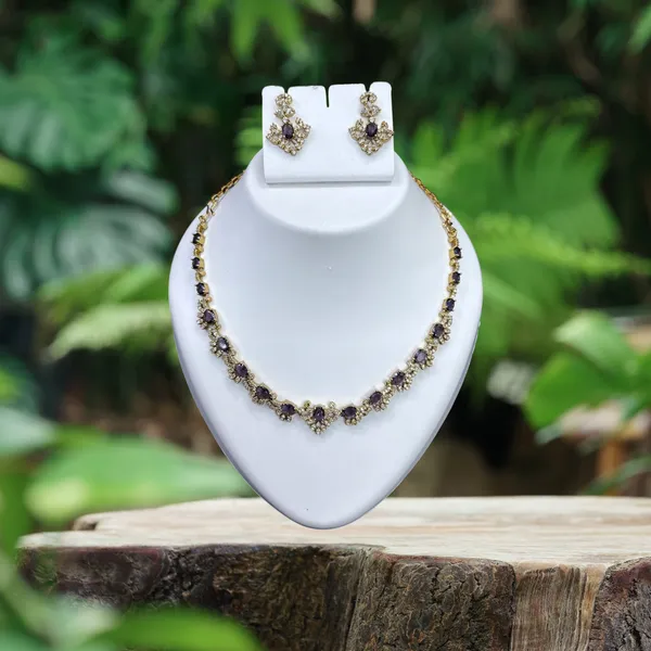 purple_Charm_Crystal_Necklace_with_Earring_Set_For_Women