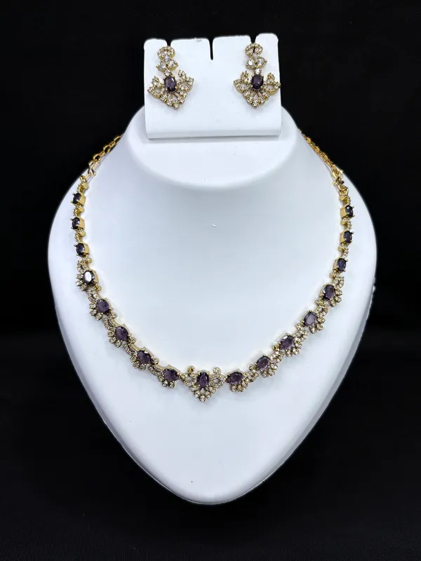 purple_Charm_Crystal_Necklace_with_Earring_Set_For_Women