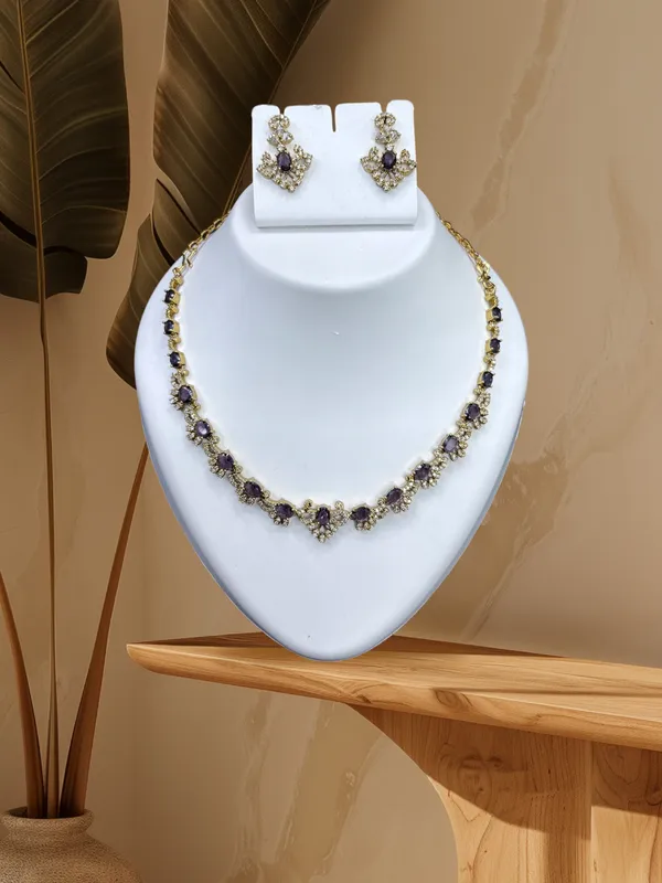 purple_Charm_Crystal_Necklace_with_Earring_Set_For_Women