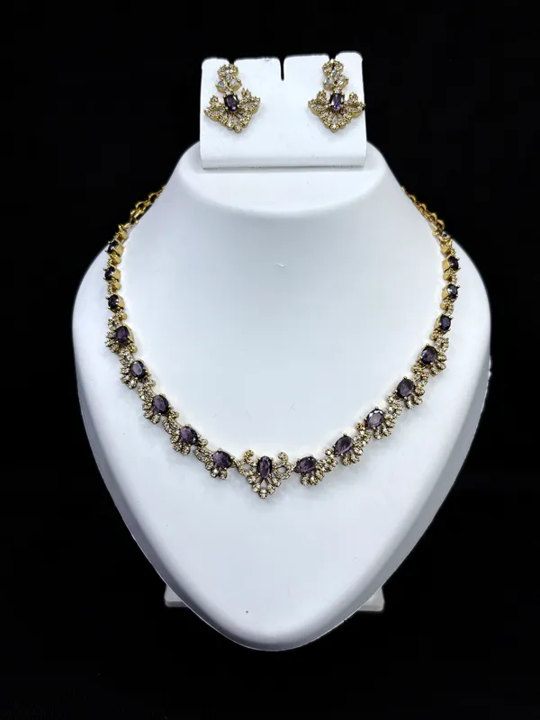 purple_Charm_Crystal_Necklace_with_Earring_Set_For_Women