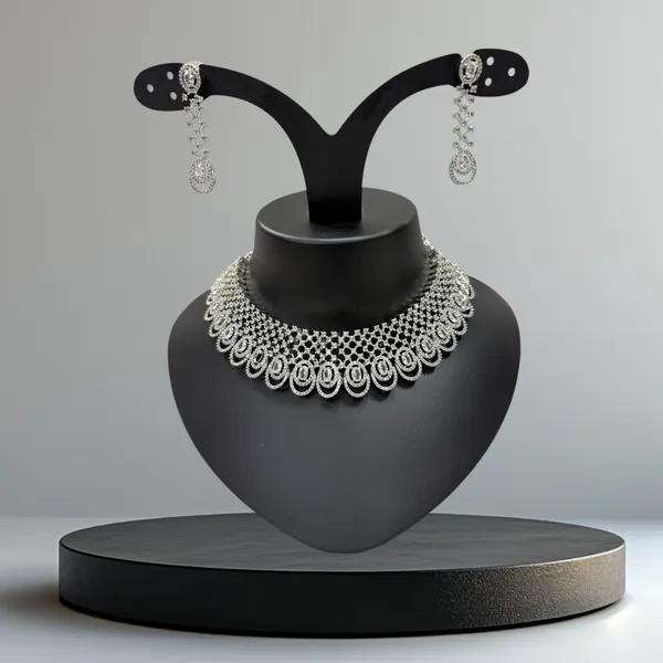 Silver_Tone_American_Diamond_Stone_Choker_Necklace_with_Earring_Set_For_Women